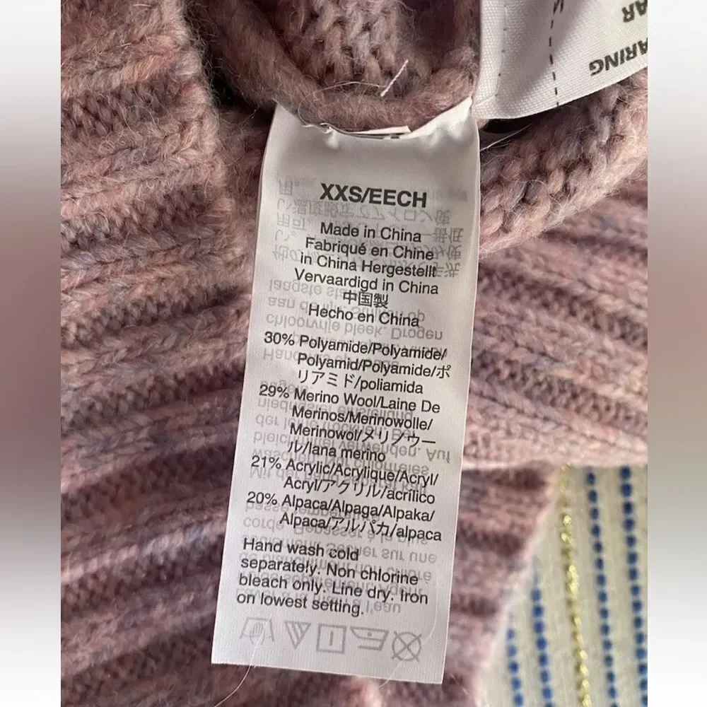 J. CREW Sweater Womens Sz XXS Pink  Cozy Chunky Wool Blend NWT